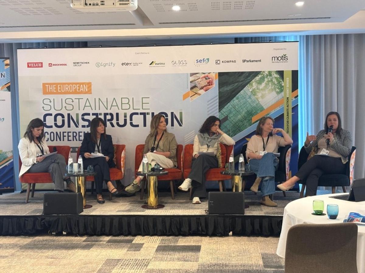 Speakers during the Sustainable Construction Panel, in Brussels, Belgium.